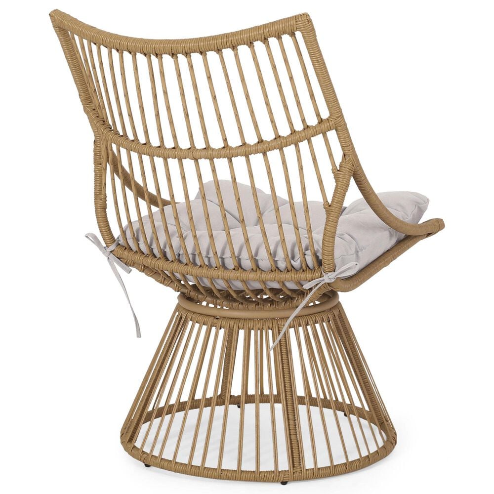 Hearth and Haven Elaine 2-Piece Patio Chat Set with Beige Cushion in Light Brown, , large