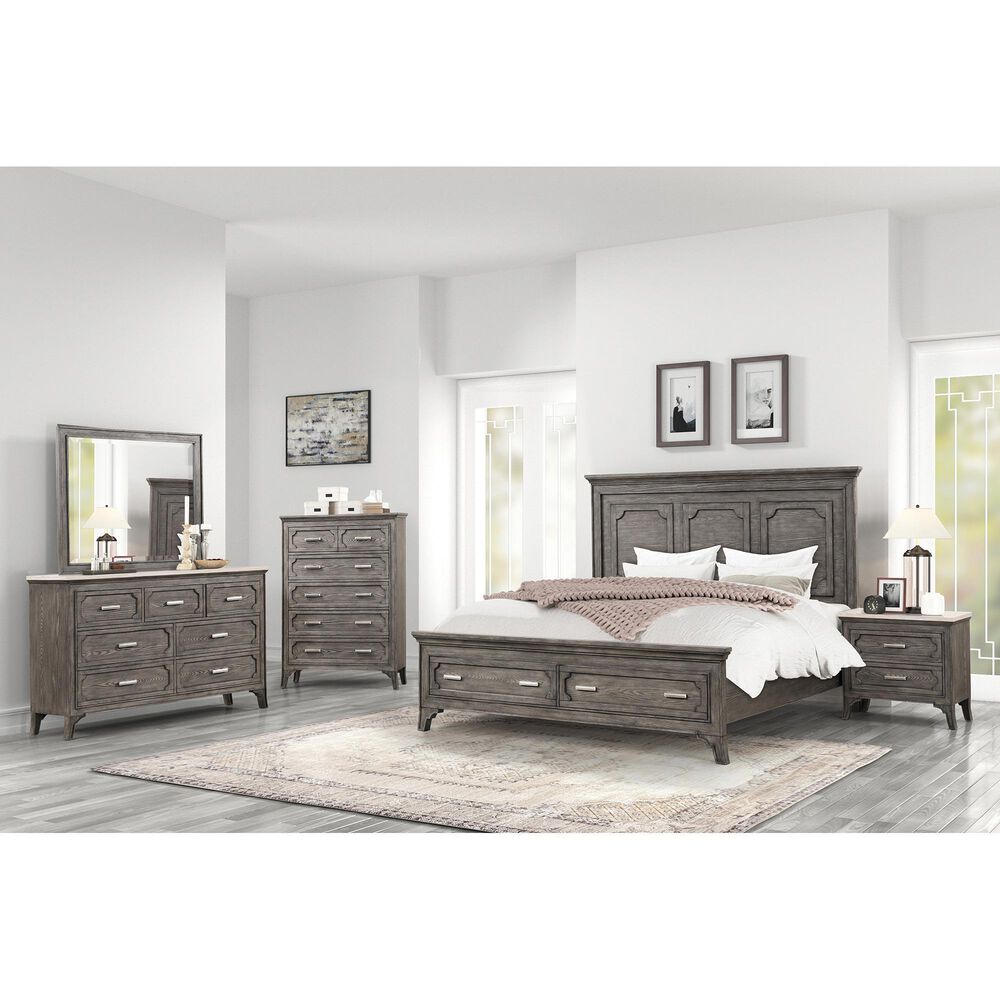New Heritage Design Lisbon 2-Drawer Nightstand in Gray and White, , large