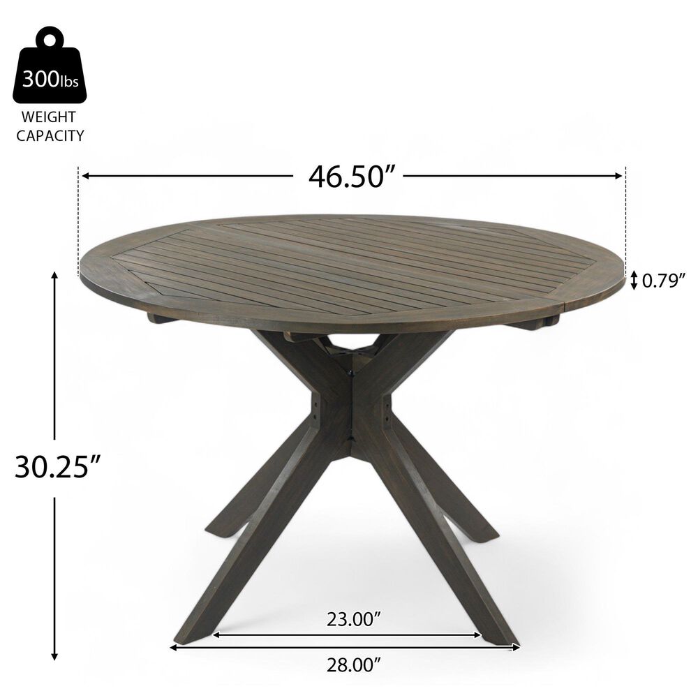 Hearth and Haven Stanford Outdoor Round Dining Table in Gray - Table Only, , large