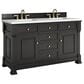 James Martin Vanities Brookfield 60" Double Bathroom Vanity in Black Onyx with 3 cm White Zeus Quartz Top and Rectangular Sinks, , large
