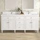James Martin Vanities Lorelai 72" Double Vanity in Bright White with Single Hole 3 cm White Zeus Quartz Top & Backsplash, , large