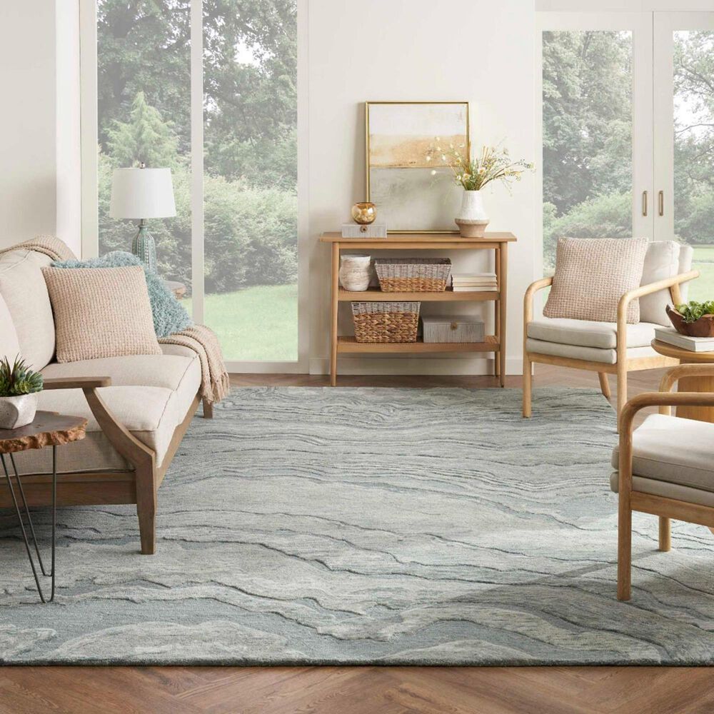 Nourison Graceful 5&#39;3&quot; x 7&#39;3&quot; Blue Area Rug, , large