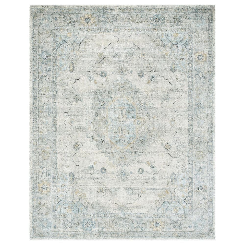 Surya Avellino AVL-2314 7"10" x 10" Light Beige, Gray, Deep Teal, Pale Blue, Tan, Light Olive and Denim Area Rug, , large