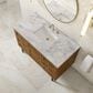 James Martin Laurent 48" Single Bathroom Vanity in Honey Oak with 3 cm Carrara Marble Top and Rectangular Sink, , large
