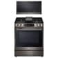 LG 2-Piece Kitchen Package with 6.3 Cu. Ft. Gas Range and Over-the-Range Microwave in Print Proof Black Stainless Steel, , large