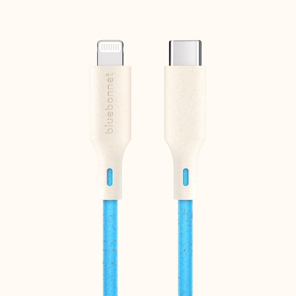 Bluebonnet Cases 4" Cable USB-C to Lightning Phone Charger in Blue, , large