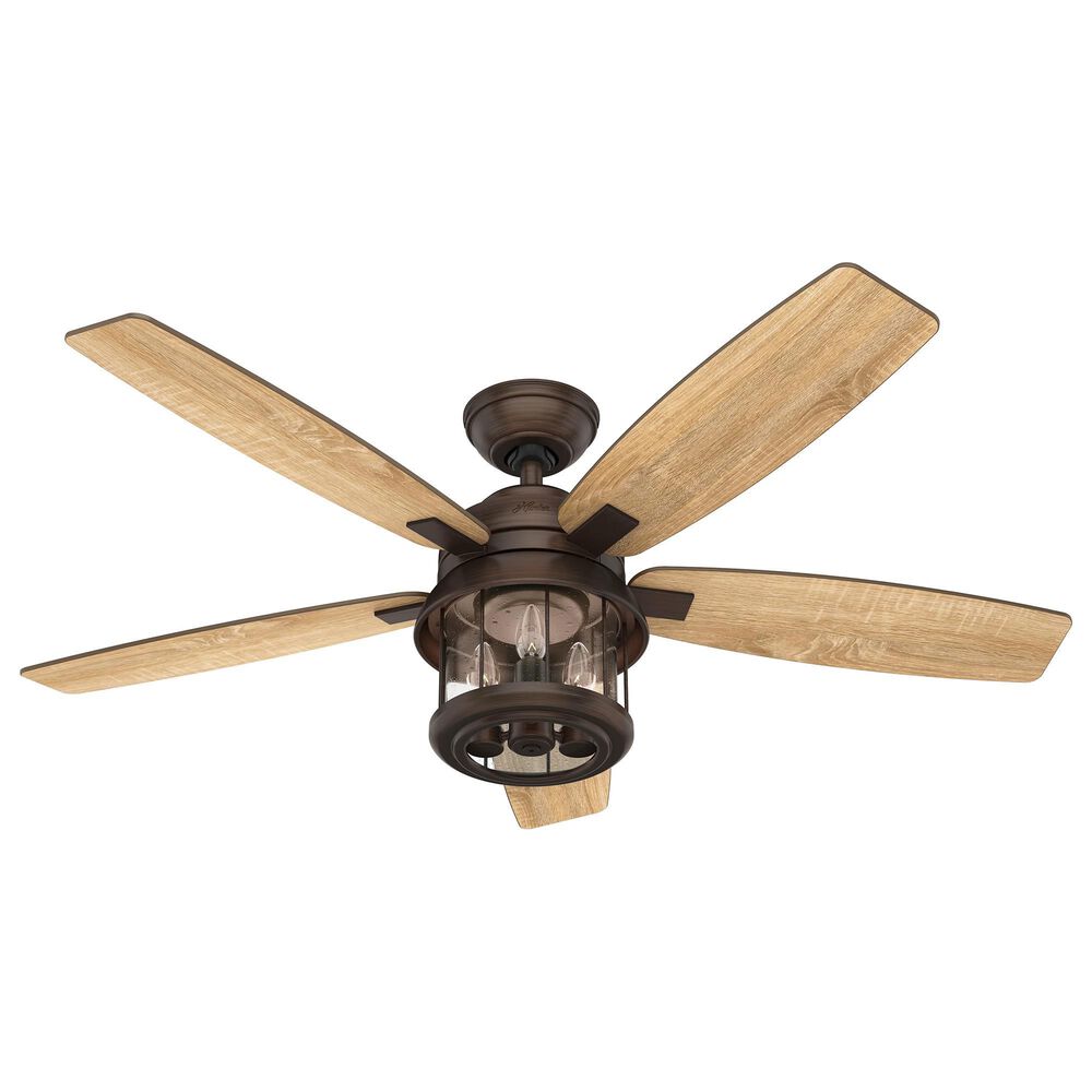 Hunter Coral Bay 52&quot; Outdoor Ceiling Fan with Lights in Weathered Copper, , large