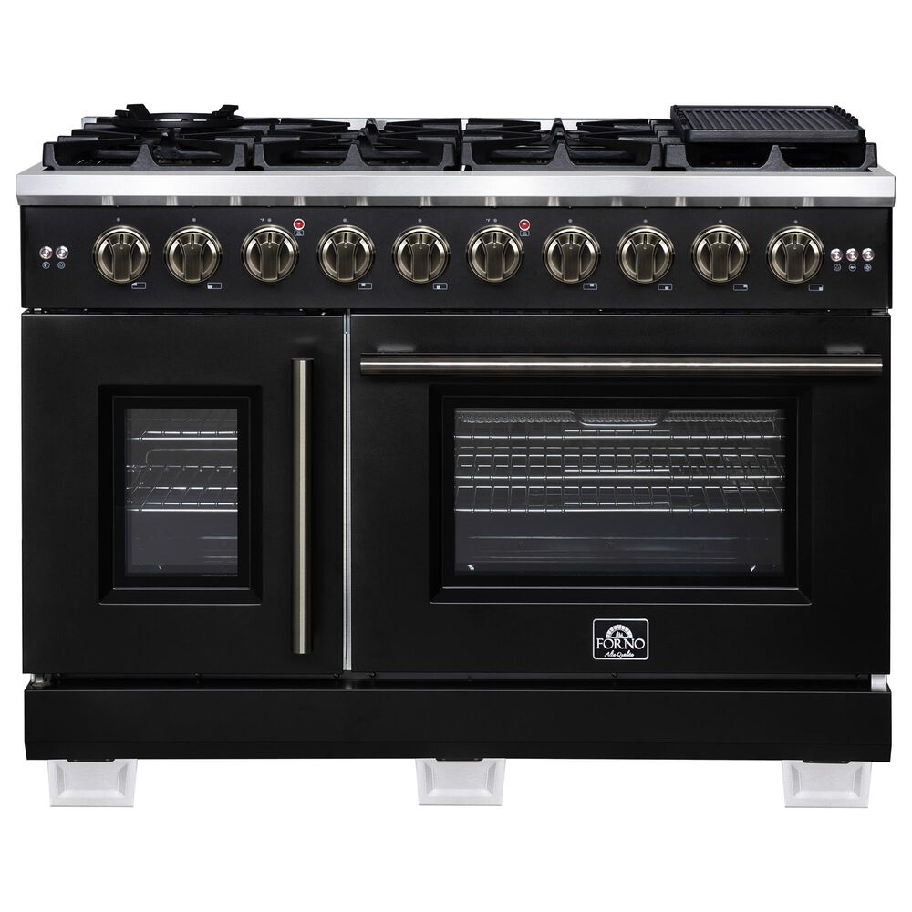 Forno Capriasca 48" Freestanding French Door Gas Range in Black, , large