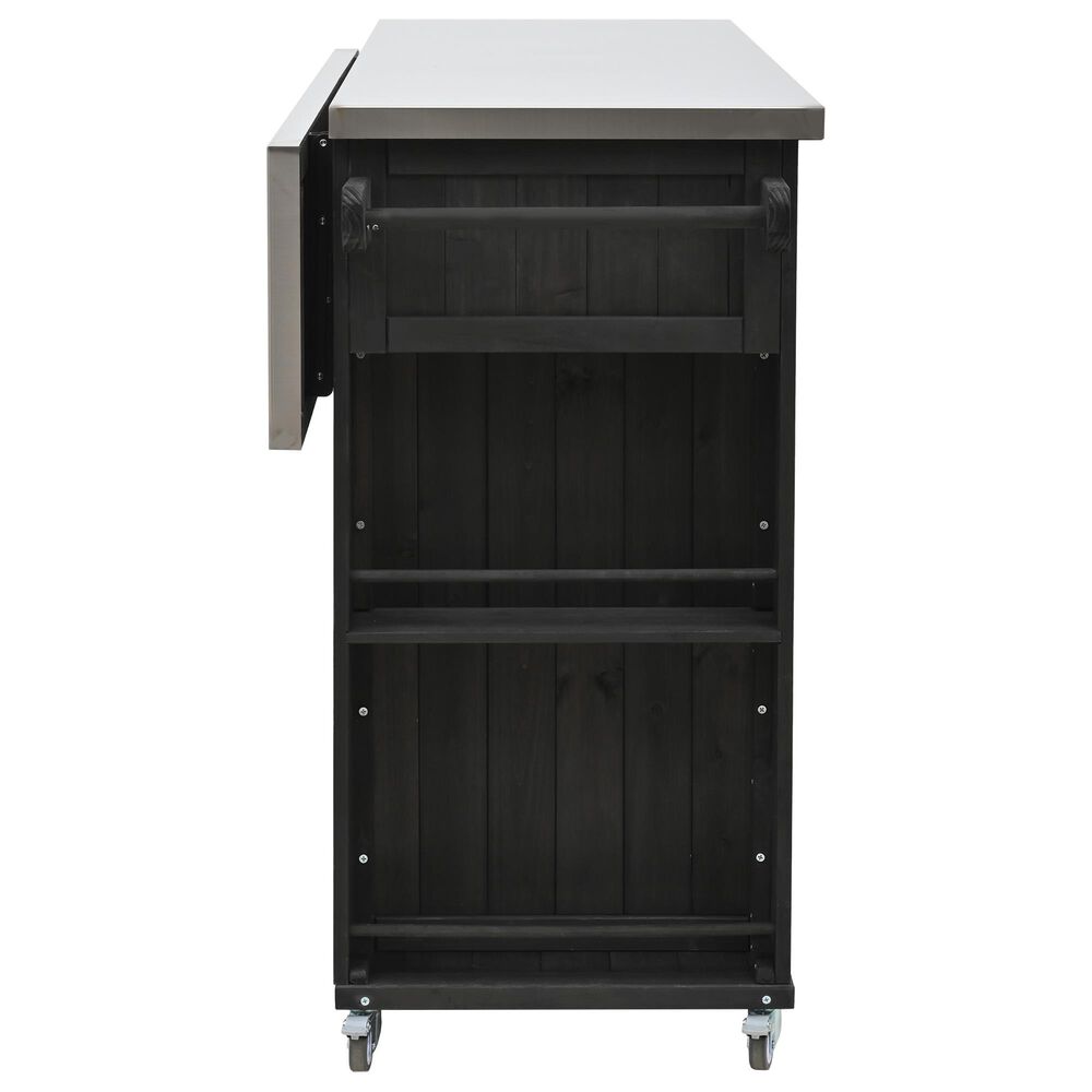 Hearth and Haven Outdoor Kitchen Island with Stainless Steel Top in Black, , large