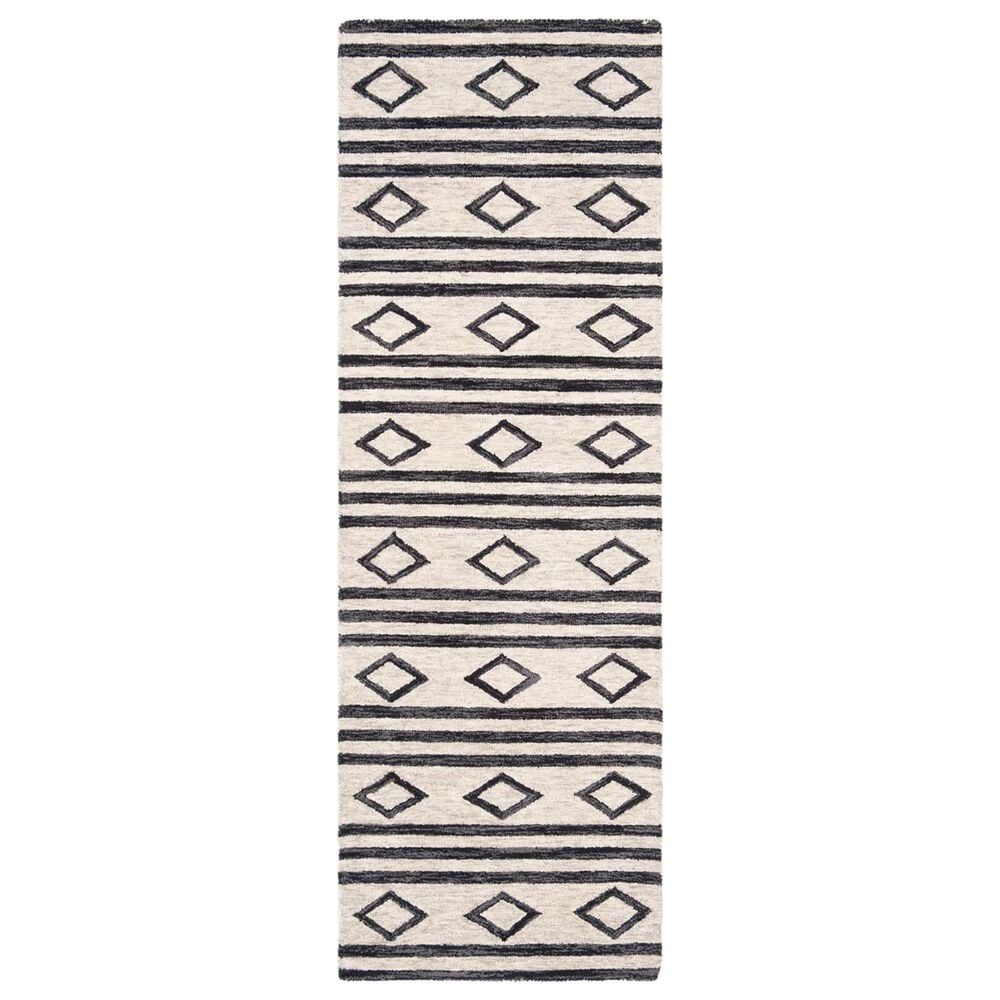 Safavieh Micro-Loop 2"6" x 9" Ivory and Charcoal Runner, , large