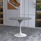 Leisuremod LeisureMod Verve Collection 36 Round Dining Table, White Base with Sintered Stone Grey Top, , large