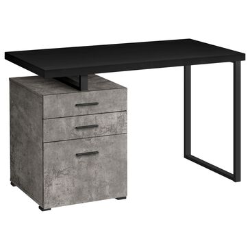 Monarch Specialties 3-Drawer Cabinet Computer Desk in Grey and Black, , large