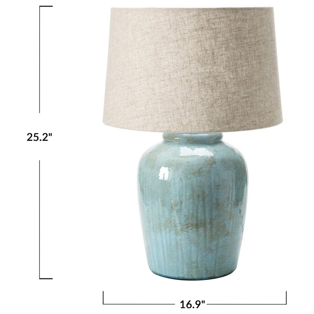 Teak Interiors Shoreline Stoneware Table Lamp in Aqua, , large