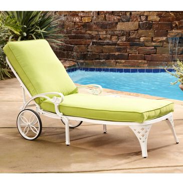 Homestyles Sanibel Chaise Lounge with Green Cushions in White, , large