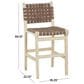 Maple and Jade Handmade Woven Kitchen Bar Stool with Brown Cushion in Light Brown, , large