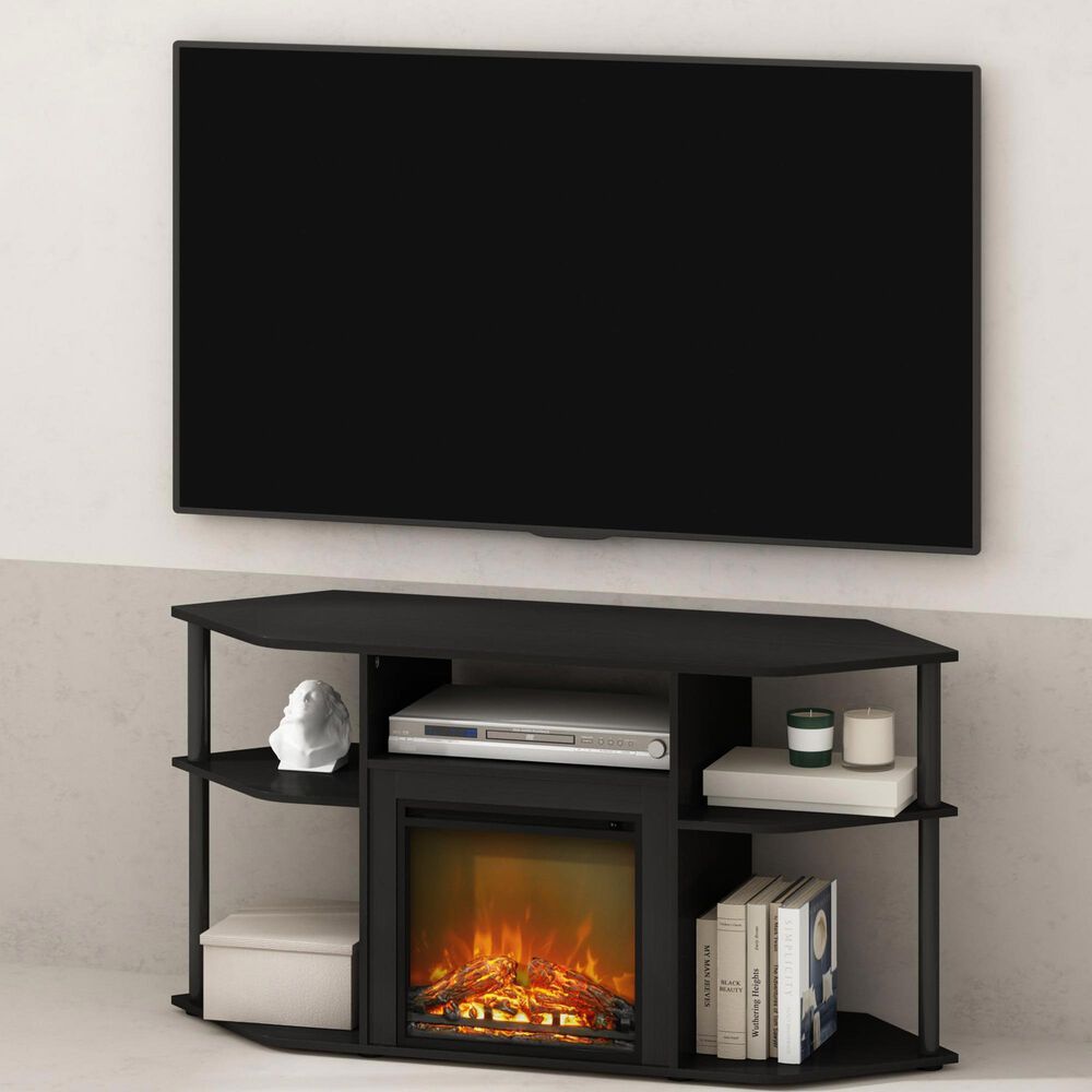 HOMLUX 47" Corner TV Stand with No Heat Electric Fireplace in Americano and Black, , large