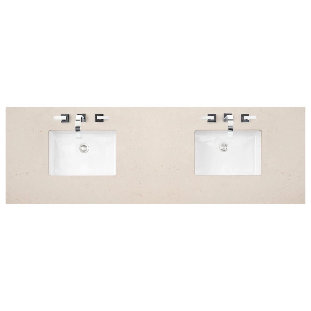 James Martin Vanities Chicago 72&quot; Double Bathroom Vanity in Glossy White with 3 cm Eternal Marfil Quartz Top and Rectangular Sinks, , large