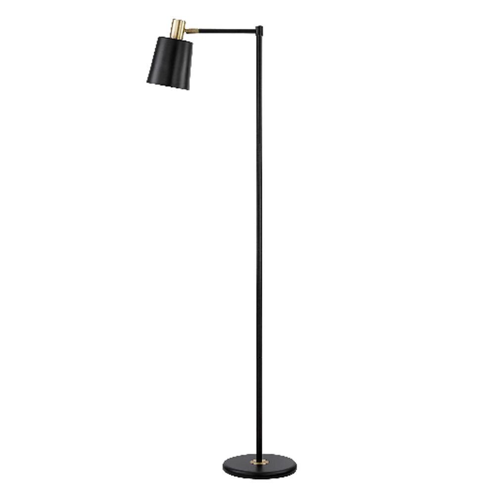 Pacific Landing 1-Light Floor Lamp with Horn Shade in Black, , large