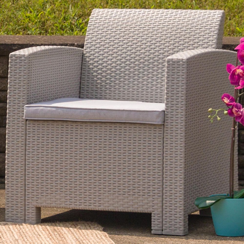 Flash Furniture Rattan Chair in Light Gray, , large