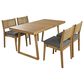 Hearth and Haven 5-Piece Outdoor Wooden Dining Set with U-Leg Table and Cushioned Chairs in Gray, , large
