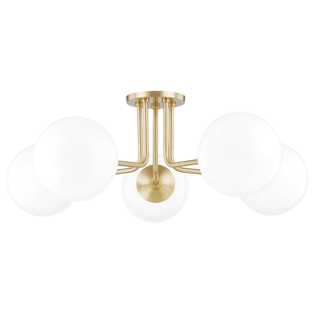 Mitzi Lighting Stella 5-Light Semi-Flush in Aged Brass, , large