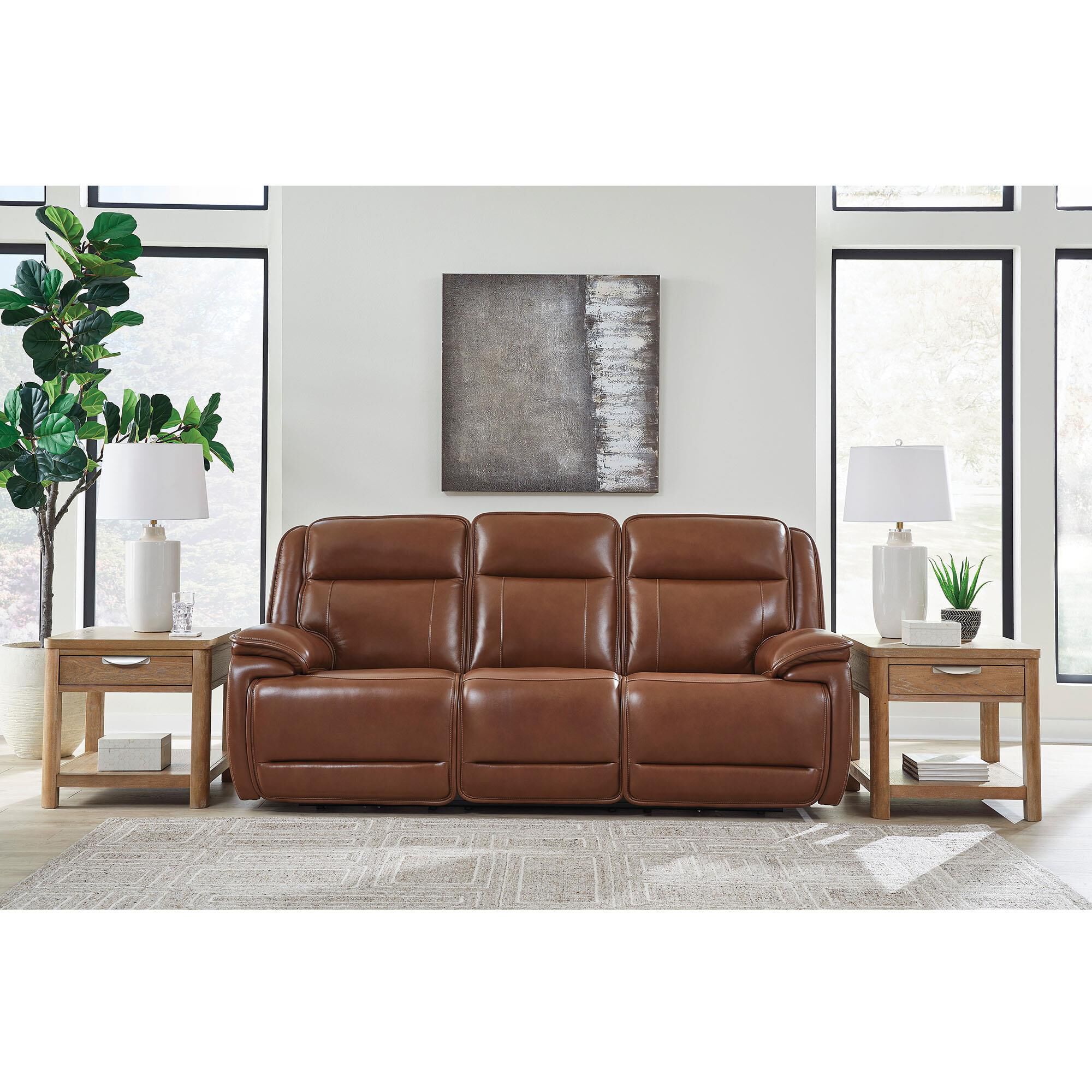 Ashley Healy Pier Power Reclining Sofa in Chocolate