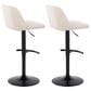 LumiSource Toriano Swivel Adjustable Bar Stool with Cream Noise Fabric Upholstery in Black (Set of 2), , large