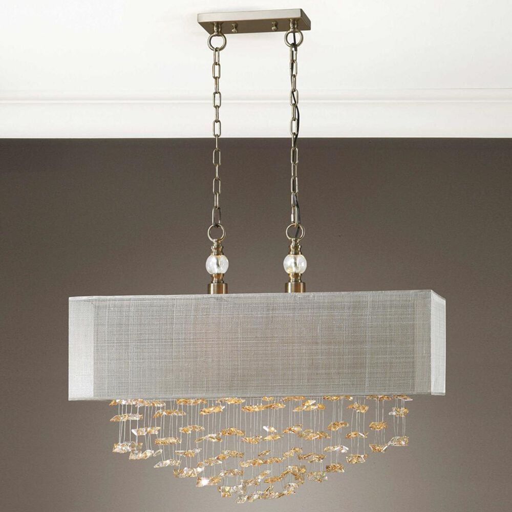 Uttermost Santina 2 Light Shade Pendant in Brass/Beige, , large