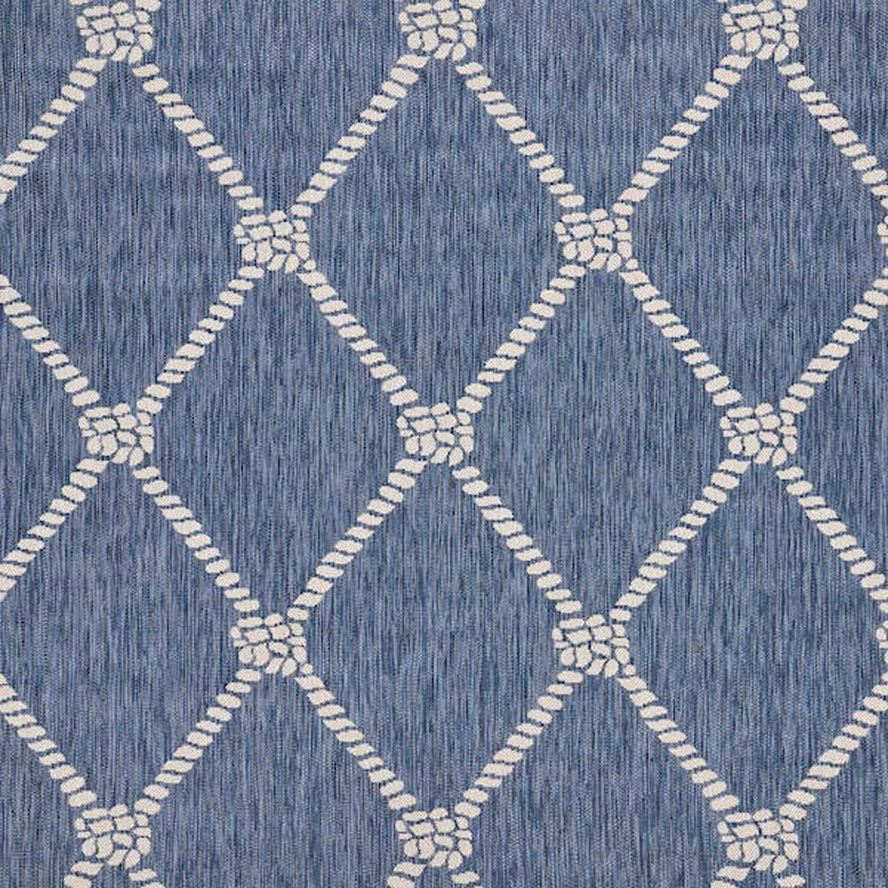 L&amp;R Resources Seaside SEADE81875AWT1A30 1&#39;10&quot; x 3&#39; Navy and White Indoor/Outdoor Area Rug, , large