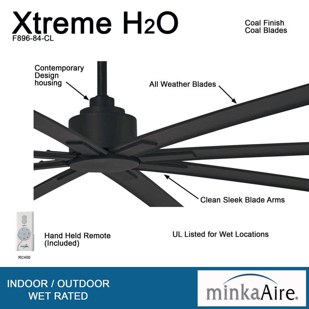 Minka-Aire Xtreme H2O 84" Indoor/Outdoor Ceiling Fan in Coal, , large