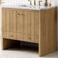 James Martin Vanities Hudson 36" Single Bathroom Vanity in Light Natural Oak with 3 cm Arctic Fall Solid Surface Top and Rectangular Sink, , large