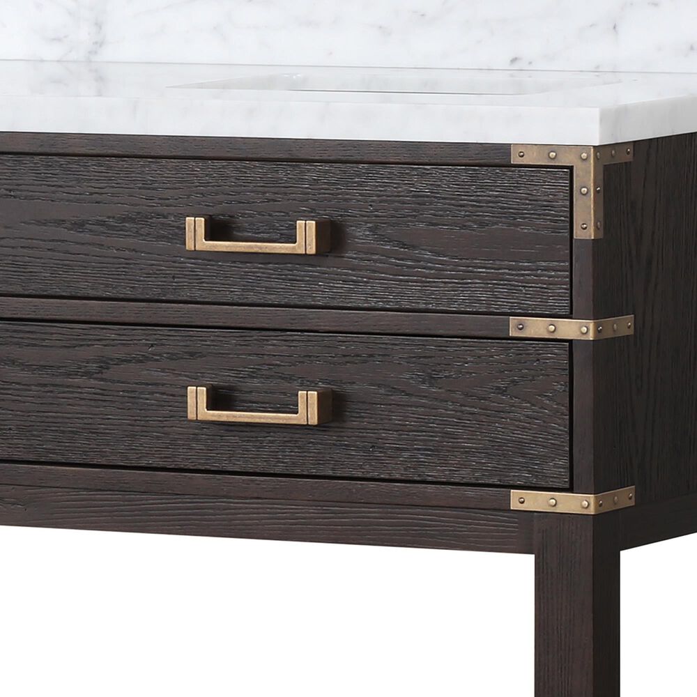 Lexora Home Norwalk 72&quot; Double Bathroom Vanity in Brown Oak with White Carrara Marble Top and Rectangular Sinks, , large