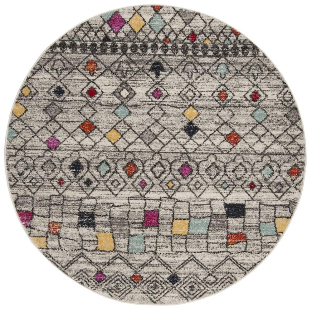 Safavieh Adirondack ADR204F 6" Round Light Grey and Fuchsia Area Rug, , large