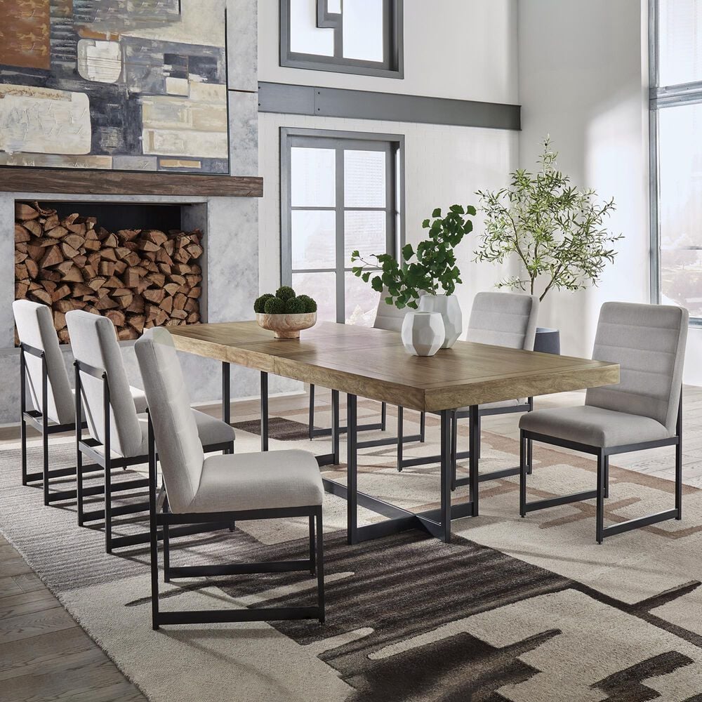 Ashley Tomtyn 7-Piece Dining Set in Light Brown and Gray, , large
