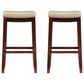 Linon Home Decor Claridge Bar Stool with Beige Cushion in Dark Brown (Set of 2), , large