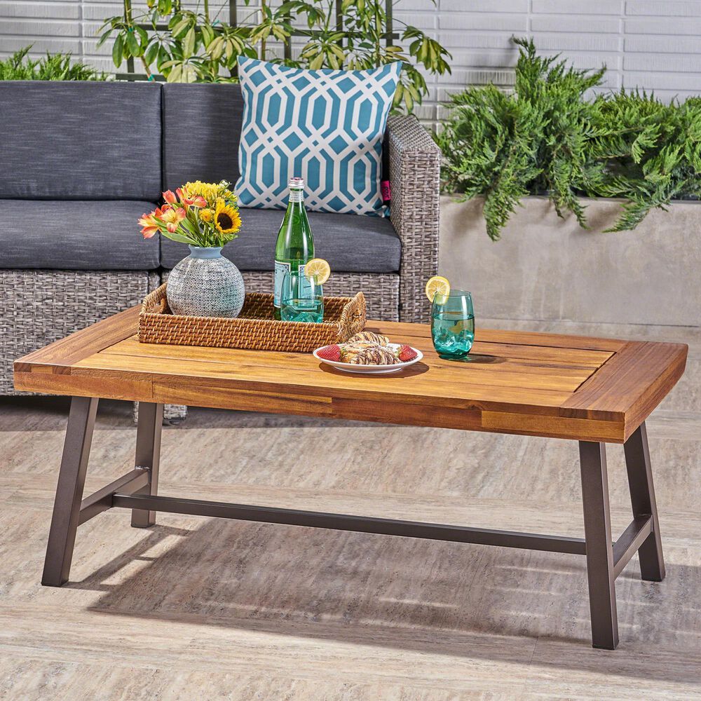 Hearth and Haven Carlisle Patio Coffee Table in Natural, , large