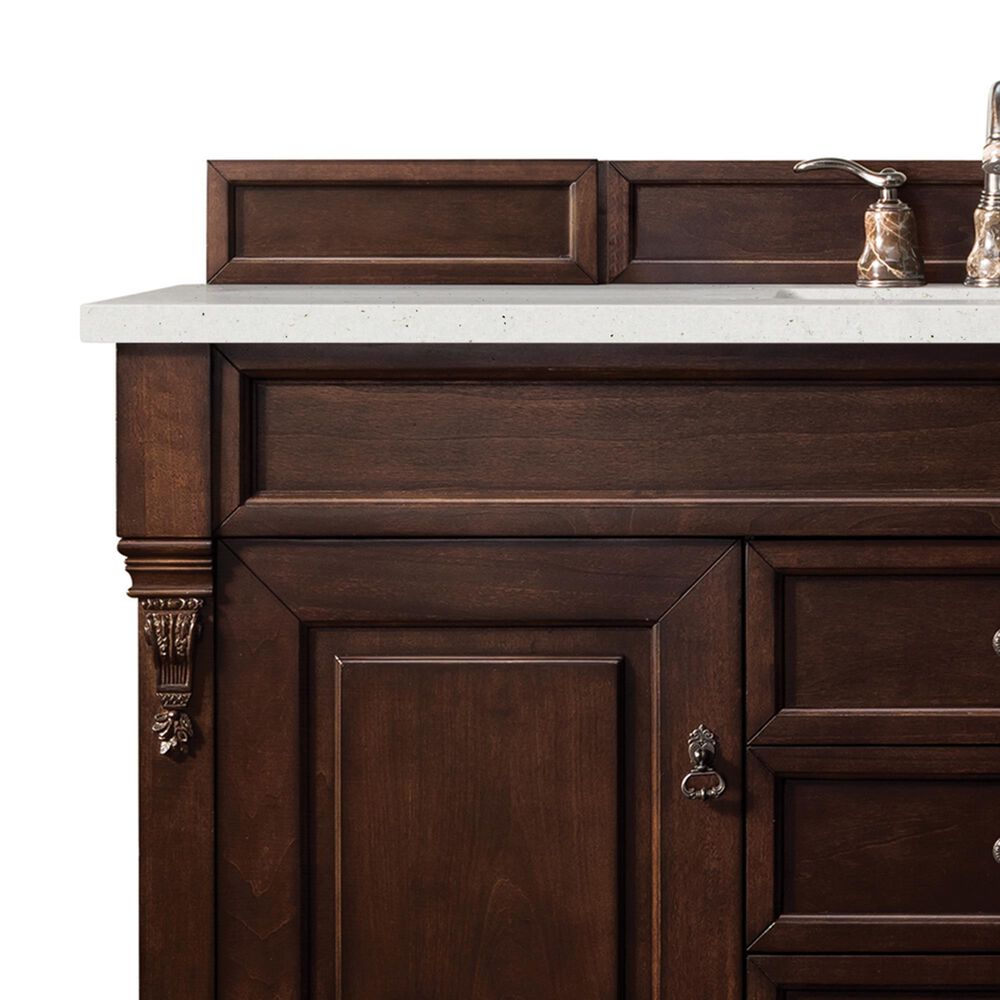 James Martin Vanities Brookfield 60&quot; Single Bathroom Vanity in Burnished Mahogany with 3 cm Lime Delight Quartz Top and Rectangular Sink, , large