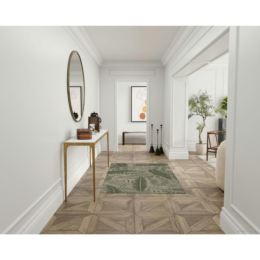 Nourison Garden Oasis GOA02 Ivory and Green 4&#39; x 6&#39; Indoor/Outdoor Area Rug, , large