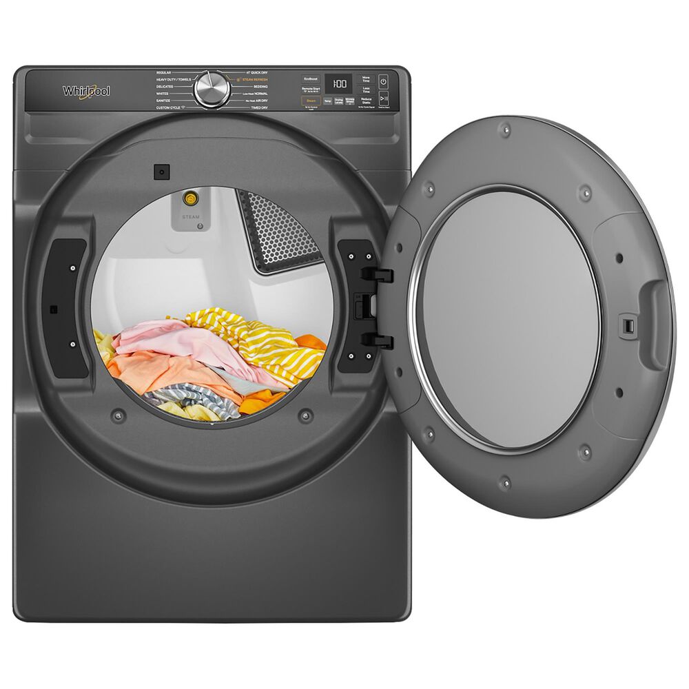 Whirlpool 7.4 cu. ft. Smart Front Load Electric Dryer with Steam in Volcano Black, , large