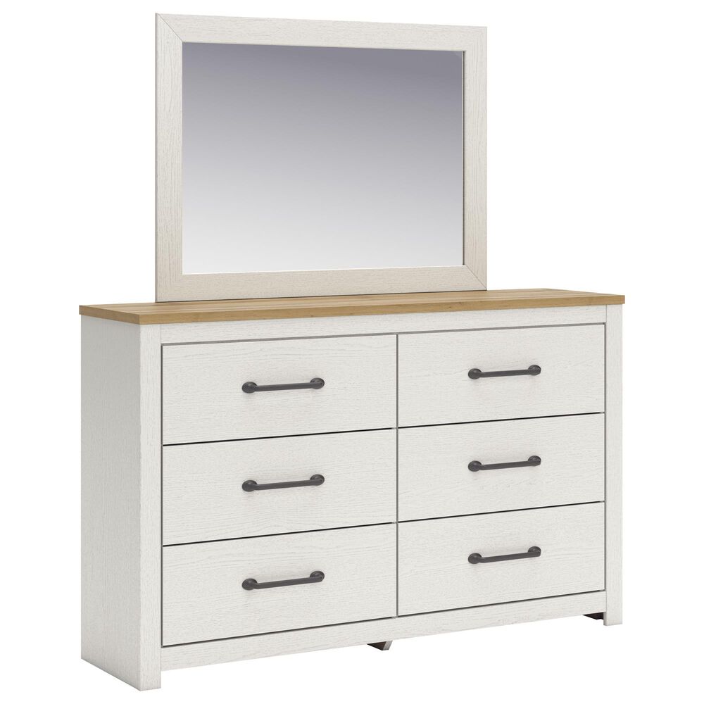 Ashley Linnocreek Dresser and Mirror in White and Warm Brown, , large