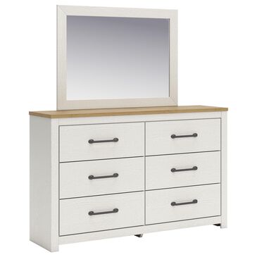 Ashley Linnocreek Dresser and Mirror in White and Warm Brown, , large