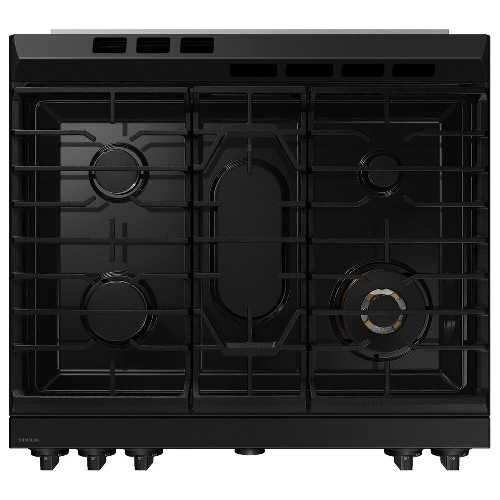 Samsung Bespoke Bespoke 6.0 Cu. Ft. Smart Slide-In Gas Range with Non-stick Griddle and 18K BTU Brass Burner in Matte Black Steel, , large