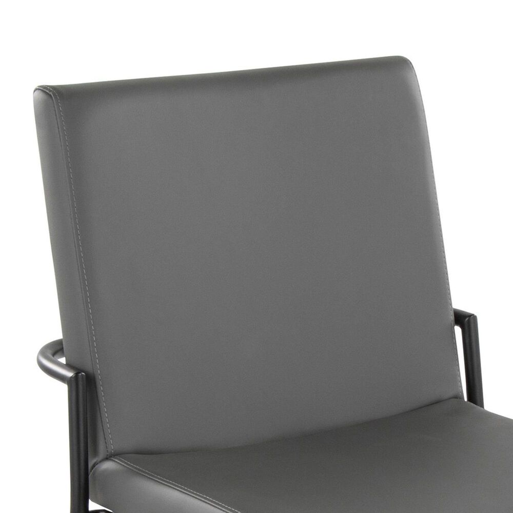 LumiSource Dutchess Side Chair with Grey Faux Leather Cushion in Black (Set of 2), , large