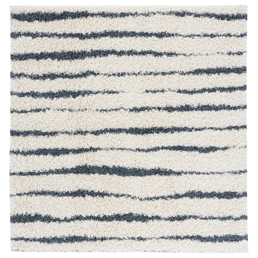 Safavieh Venus Shag VNS603B 8" Square Ivory and Dark Grey Area Rug, , large