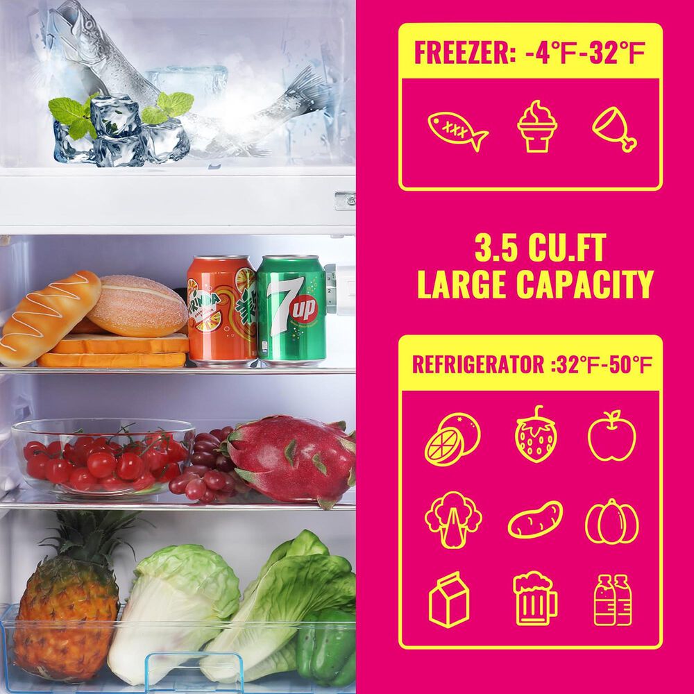 HOMLUX 3.5 Cu. Ft. Top Freezer Refrigerator with Dual Doors and Adjustable Shelves in Black, , large