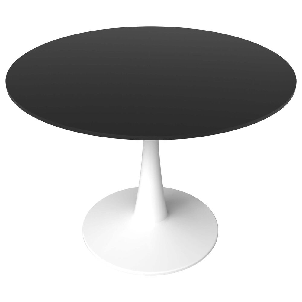 Leisuremod Bristol 40" Round Dining Table with MDF Top in White and Black - Table Only, , large
