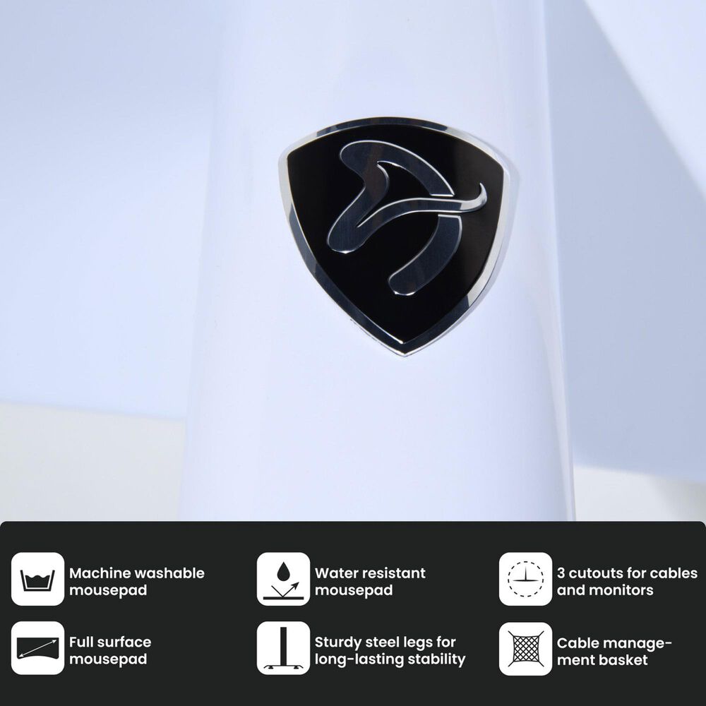 Arozzi Arena Medium Gaming Desk in White, , large