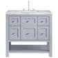 James Martin Vanities Breckenridge 36" Single Bathroom Vanity in Serenity Blue with 3 cm Carrara White Marble Top and Rectangular Sink, , large