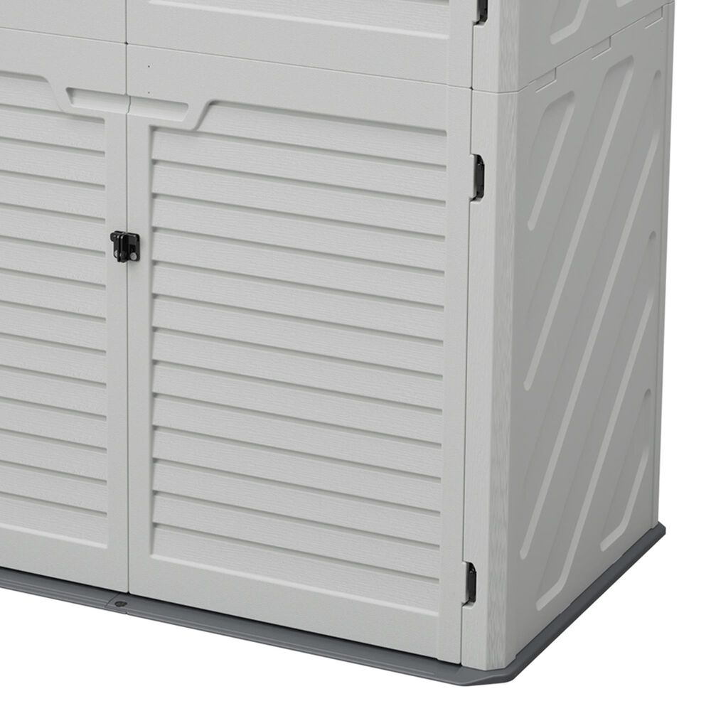 Hearth and Haven Outdoor Rust-Resistant Plastic Storage Shed with Adjustable Partition Design in White, , large