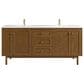 James Martin Laurent 72" Double Bathroom Vanity in Honey Oak with Single Hole 3 cm White Zeus Silestone Top and Rectangular Sinks, , large